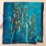 AOOKMIYAVisual Axles Luxury Silk Scarf Women Designer Van Gogh Oil Painting Tree Silk Shawls Pashmina Ladies Wraps Scarves Foulard New