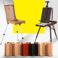 AOOKMIYA  Wooden Easel Caballete De Pintura Portable Easel Box Painting Artist Sketch Oil Painting Stand Wood Pull Rod Easel Art Supplies