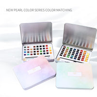 XSYOO 12/36/48 COLORS Solid Pearlescent Water Color Pigment Paints Set Glitter Watercolor Metallic Pigment Art Supplies