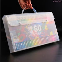 XSYOO 160 Pencils Case Shoulder Strap Backpack PU Leather Large Capacity Pencil Bag Pen case For Colored Pencil Art Supplies