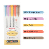 ZEBRA Mildliner 5pcs/set Mildliner Pens Highlighter Pen Mild liner Double Headed Fluorescent Pen Drawing Mark Pen Stationery