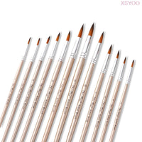 Zhuting 12pcs Paint Brushes Set Round Pointed Tip/Flat Tip Brushes with Nylon Hair for Artist Acrylic Aquarelle Gouache Painting
