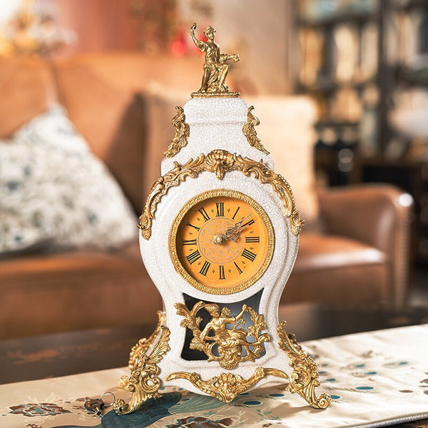 Zq europeu-estilo americano-cerâmica com relógio de cobre decoração villa de luxo pendurado high-end luxo suave decoração