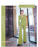 AOOKDRESS Spring OL formal suit 2021 new mint green pleated waist small suit and micro flared pants two-piece suit