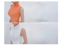 AOOKDRESS autumn new sexy slim candy color high neck sleeveless bag hip dress bottoming sweater women