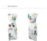 AOOKDRESS irregular swing collar split length floral dress French high waist foreign style 2021 summer