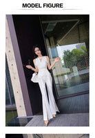 Aookdress summer dress new style socialite style commuting temperament women's pants suit sleeveless base shirt split eyelet wide leg pants