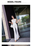 Aookdress summer dress new style socialite style commuting temperament women's pants suit sleeveless base shirt split eyelet wide leg pants