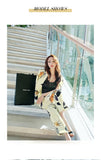 Aookdress spring and summer new professional women's pants suit fashion ol printing thin Blazer coat Long Pants