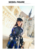 AOOKDRESS autumn and winter new commuter temperament pu leather stitching contrast tartan coat coat women