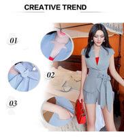 AOOKDRESS summer dress new Korean version of the commute OL temperament women's pants suit tied with thin short-sleeved vest shorts two-piece set