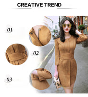 AOOKDRESS autumn and winter new Korean version of slim and slim suede belt trench coat-style bottoming dress