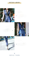 AOOKDRESS summer dress new professional imitation denim pants set temperament bump color stitching sleeveless vest thin foot trousers