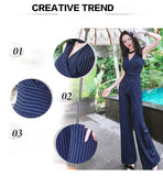 AOOKDRESS summer new Korean commuter temperament was thin OL wide-leg pants striped jumpsuit professional jumpsuit women