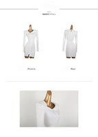 AOOKDRESS new women's spring white tight-fitting waist one-piece dress temperament long-sleeved lapel hip dress