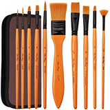 AOOK Artist Paint Brushes Superior Hair Artists Flat Round Point Tip Paint Brush Set for Watercolor Acrylic Oil Painting Supplies (10PCS acrylic paint brush + 3PCS palette knife)