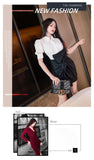 Aookdress spring and summer women's ol suit 2021 new bubble short sleeve shirt high waist big bow skirt two piece set