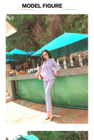 AOOKDRESS summer new professional women's pants suit Korean commuter temperament OL striped small suit was thin and long pants women