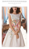 AOOKDRESS white French embroidered dress sleeveless large swing waist thin European station 2021 new summer