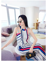 new summer office lady Fashion casual brand female women girls skinny sleeveless striped suits sets clothing
