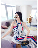 new summer office lady Fashion casual brand female women girls skinny sleeveless striped suits sets clothing
