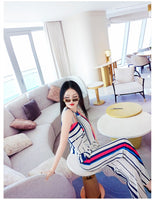 new summer office lady Fashion casual brand female women girls skinny sleeveless striped suits sets clothing