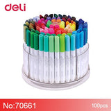 Deli Watercolor Pen 100 Color Set Children Washable Color Pen Primary School Art Multicolor Painting Brush Drawing Pens