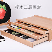 Beech Drawer Wood Stand Easel Set Desk Oil Paint Box Sketch Colored Pencils Storage Box Drawing Bracket Sketching Art Board