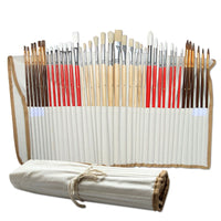 38pcs/Set Nylon Hair Bristle Artist Paint Brushes with Canvas Case Wooden  Art Supplies For Oil Acrylic Watercolor Painting