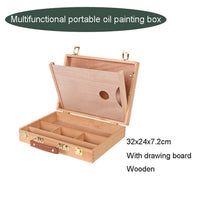 Wooden Box Easel Multifunctional Portable Oil Painting Box With Palette Sketch Easel Accessories Art Supplies