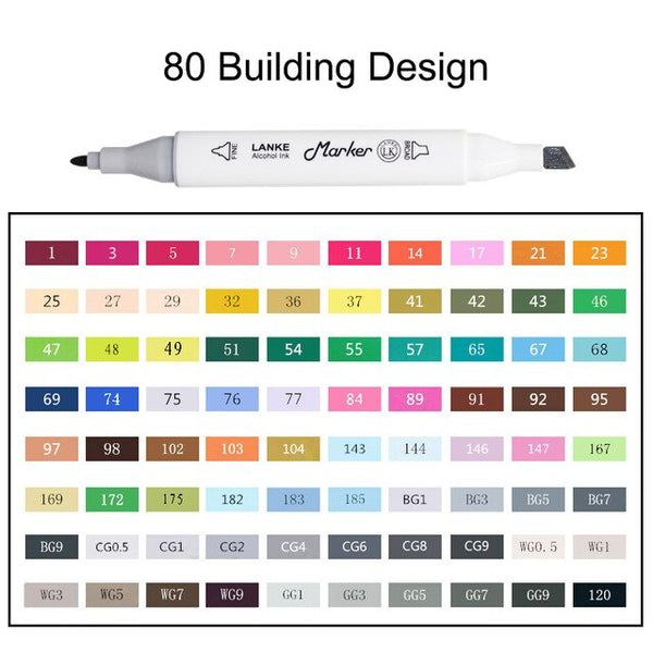 CHENYU 80Colors Alcohol Brush Markers Pen Sketch Art Marker Dual Heade –  AOOKMIYA