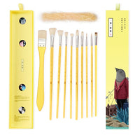 Miya Himi 10pcs kids artists Paint Brushes Set for Acrylic Oil Watercolor Face & Body Gouache Painting with Hog Hairs