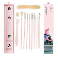 Miya Himi 10pcs kids artists Paint Brushes Set for Acrylic Oil Watercolor Face & Body Gouache Painting with Hog Hairs