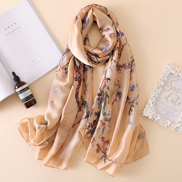 Silk Neckerchief Hijab Foulard  Designer Silk Square Scarves