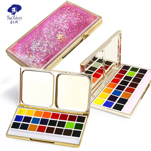 Official Rubens 24 Color Artist Travel Portable Brilliant Series Smart Solid Watercolor Paint set