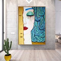 2020 Famous Painting Gustav Klimt Tear Abstract Handpainted Classic Artist Modern Abstract Portrait Wall Pictures For Home Decor