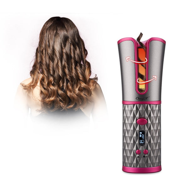 Internet star Professional Automatic Hair Curler Cordless Unbound Hair Curling Roller Temperature Adjustable Auto Curling Iron with LCD Screen