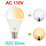 WiFi Smart Light Bulb B22 E27 LED RGB Lamp Work with Alexa/Google Home 85-265V RGB+C+W Dimmable Timer Function Magic Bulb