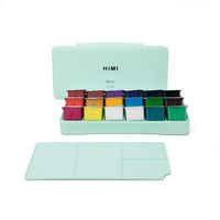 MIYA Gouache watercolor Paint Brush Set 18 Colors * 30ml Unique Jelly Cup Design Portable Case with Palette for Artists Students