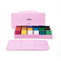MIYA Gouache watercolor Paint Set 18 Colors * 30ml Unique Jelly Cup Design Portable Case with Palette for Artists Students