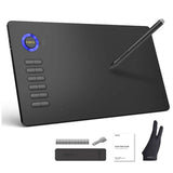 Drawing Tablet VEIKK A15 10x6 inch Graphic Pen Tablet with Battery-Free Passive Stylus 12 Shortcut Keys Ultra Large Drawing Area