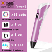 3D Printer Pen 3D Color Picker Pen 83 Sets Consume Material Electronic Photo Album Scissors and Fingerstall set(3PCS)