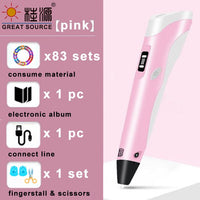 3D Printer Pen 3D Color Picker Pen 83 Sets Consume Material Electronic Photo Album Scissors and Fingerstall set(3PCS)