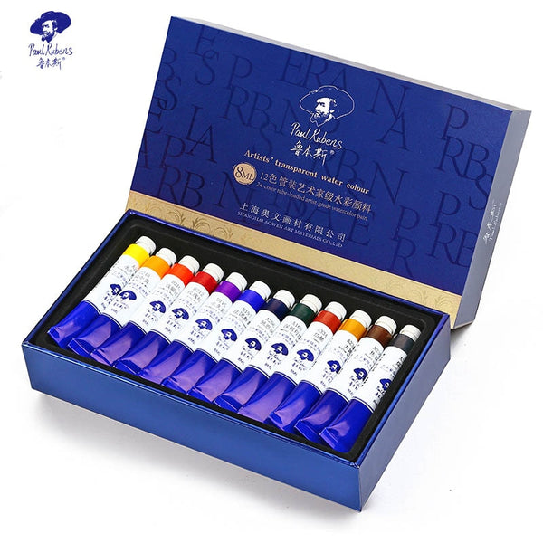 Paul Rubens Art Supplier Regular 12 Colors 8ml Watercolor Paint Tube Set Professional Acuarela For Artists and Masters