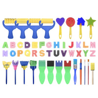 47pcs/lot Children Sponge Paint Brushes Drawing Tools for Children Kids Early Painting Arts Crafts DIY Oil Acrylic Watercolor