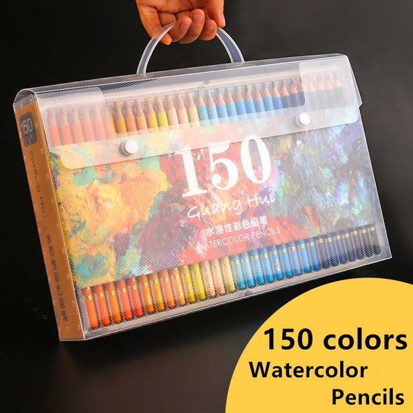 Free Shipping 150 Colors Water Soluble Colour Pencils Set Soft Watercolor Pencils Wood for Beginner Student