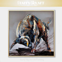 Excellent Artist Hand-painted High Quality Abstract Animal Bull Oil Painting on Canvas Modern Art Animal Bull Acrylic Painting