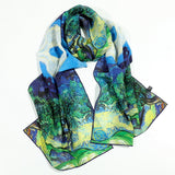 New Women Silk Scarf Hijab Scarf Oil Painitng Hair Scarfs Long Handkerchief muffler Foulard Van Gogh's Works