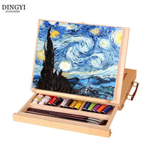 Adjustable Wooden Table Easels for Painting Oil Paint Artist Drawer Box Portable Desktop Accessories Suitcase Paint Art Supplies